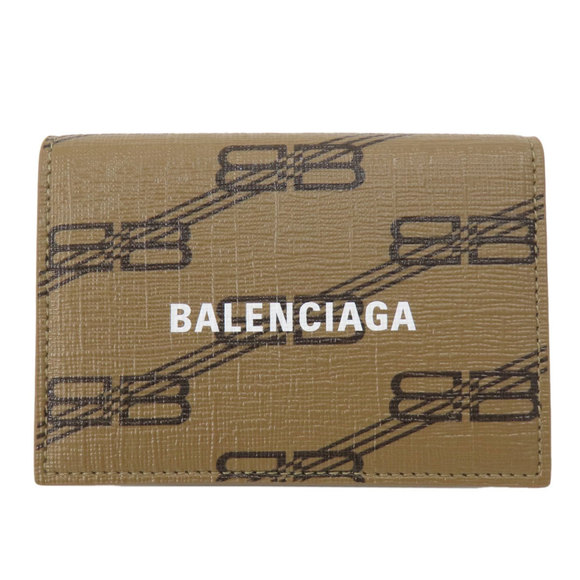 Balenciaga 594312 Tri-fold wallet BB pattern Bi-fold Leather Women's BALENCIAGA - Picture 1 of 10